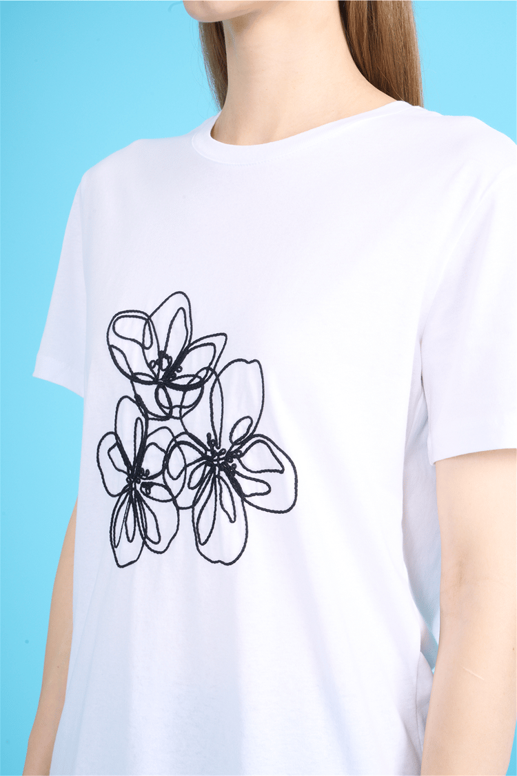 C.K Y26 8903 Fithit Byn B.Yk Regular Nakışlı T-shirt Beyaz
