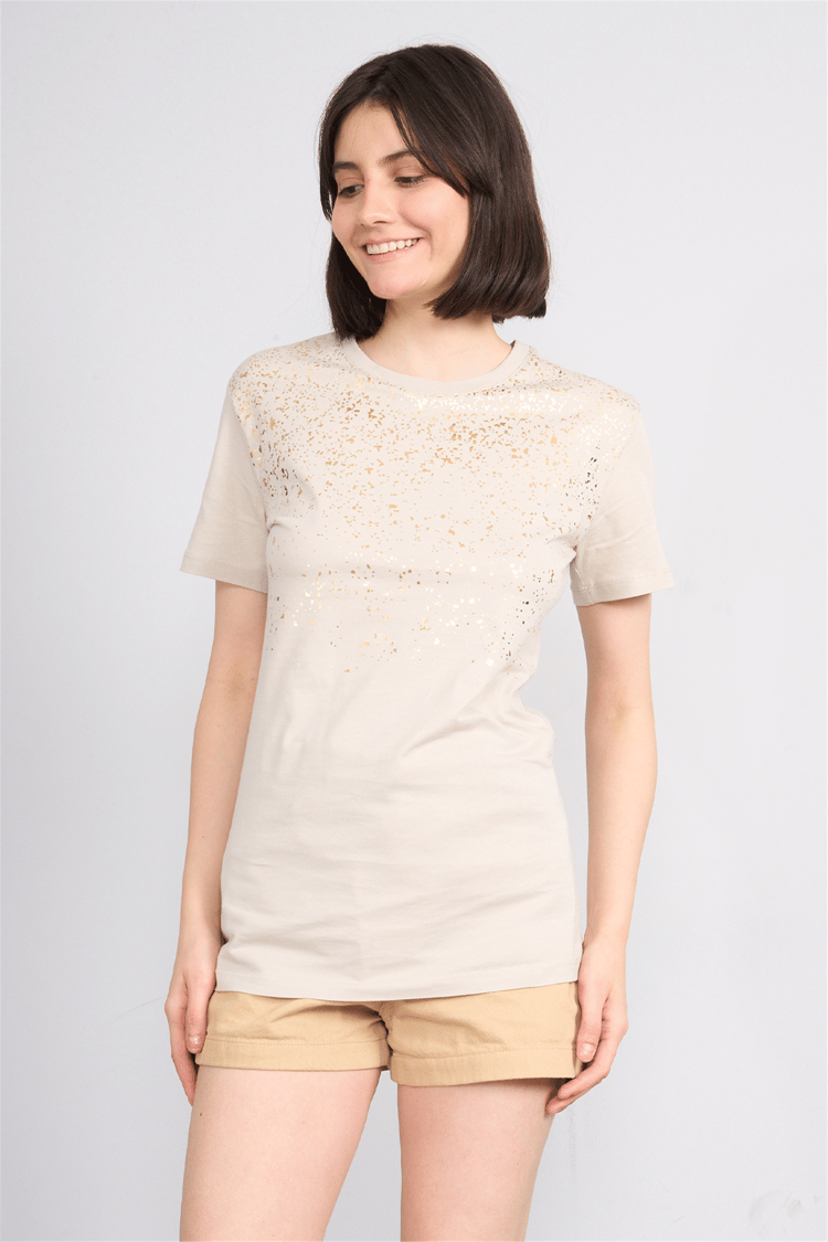 C.K Y26 8923 Fithit Byn B.Yk Regular Baskılı T-shirt Vizon