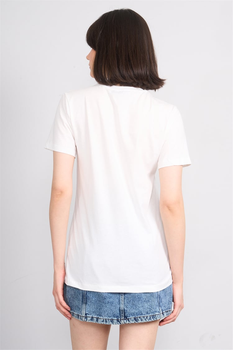 C.K Y26 8954 Fithit Byn B.Yk Regular Nakışlı T-shirt Krem