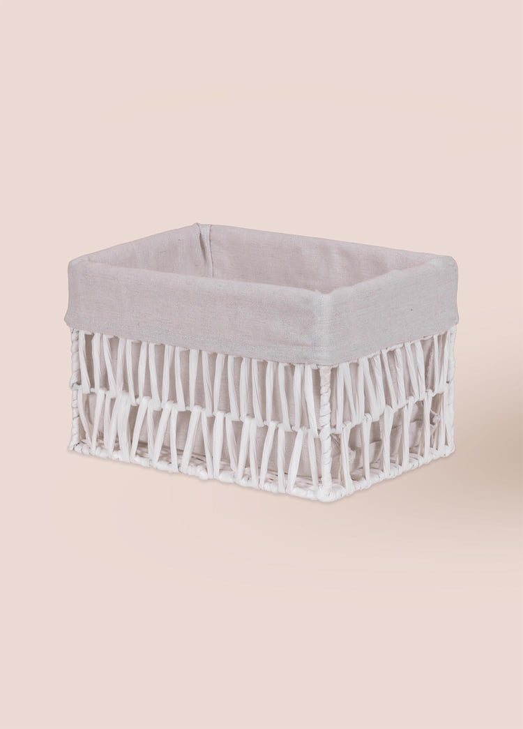 Cesta Hasır Organizer Sepet Beyaz 26x18x16 cm