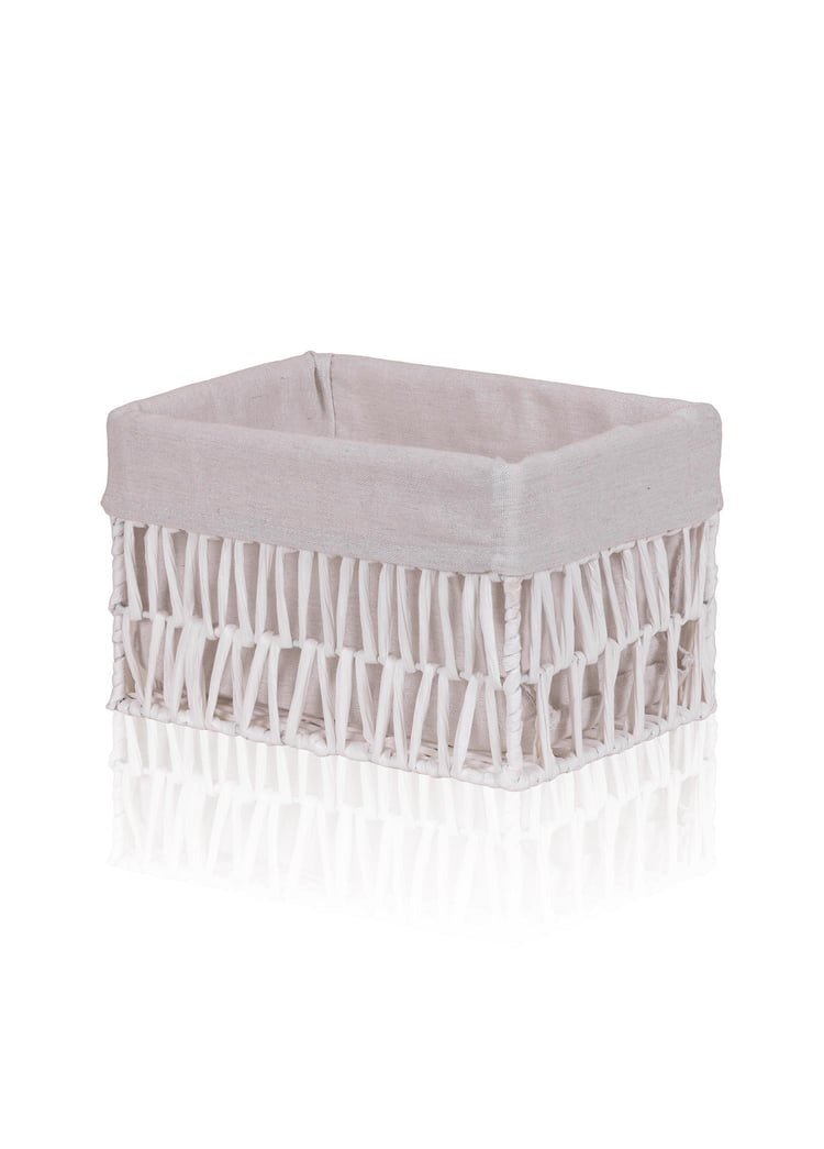 Cesta Hasır Organizer Sepet Beyaz 26x18x16 cm