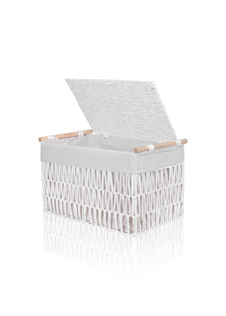 Cesta Hasır Organizer Sepet Beyaz 52x30x32 cm