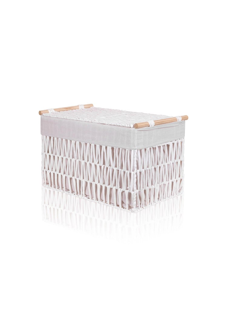 Cesta Hasır Organizer Sepet Beyaz 52x30x32 cm