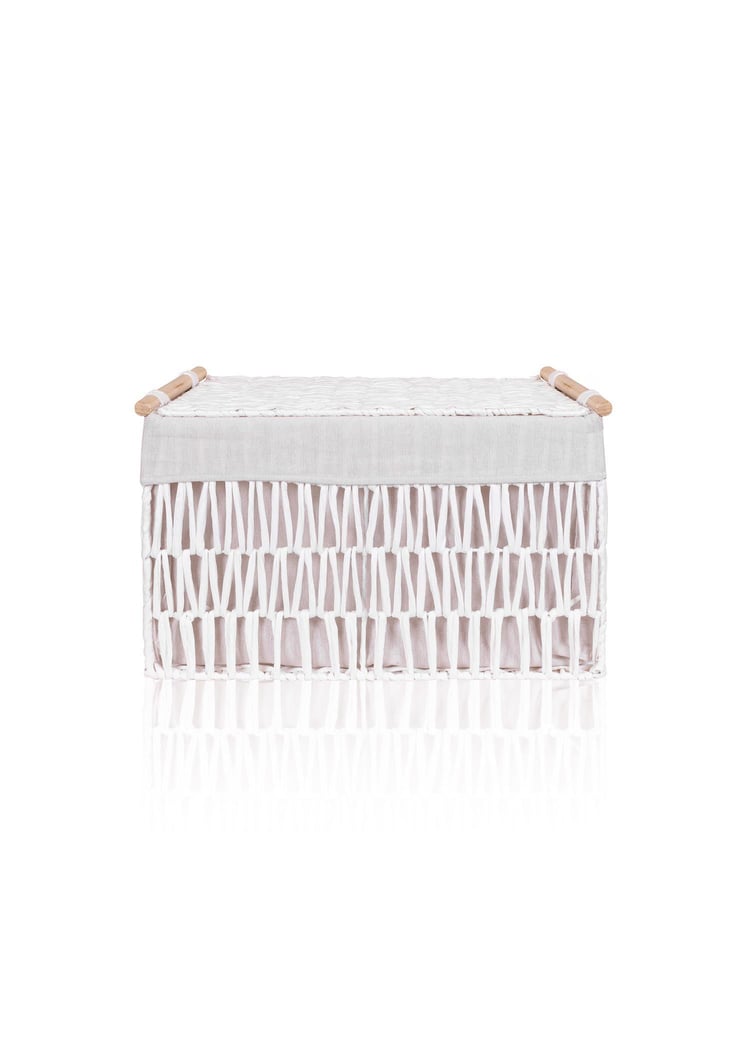 Cesta Hasır Organizer Sepet Beyaz 52x30x32 cm