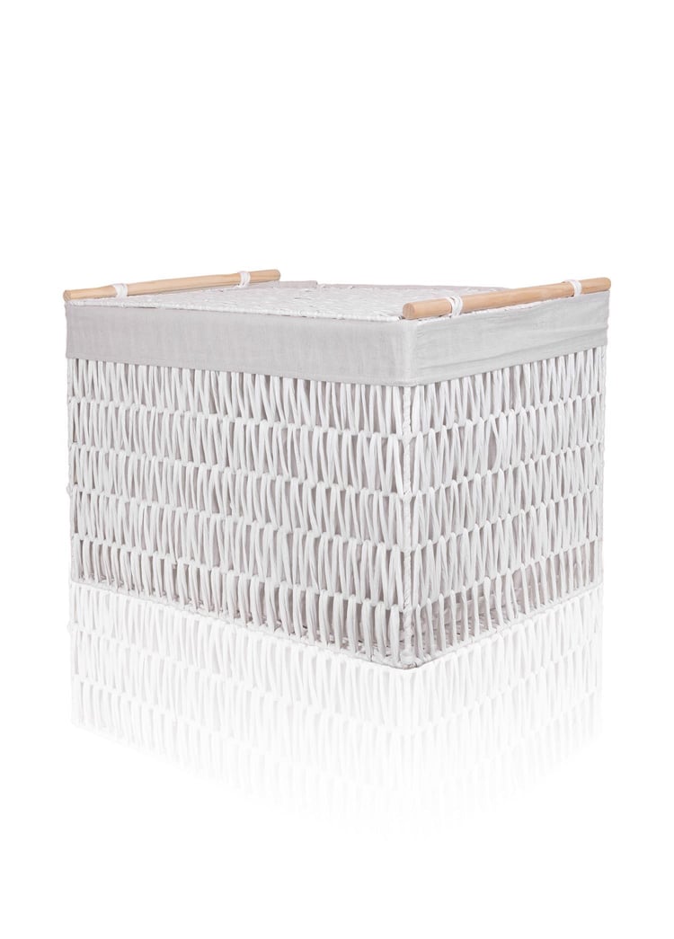 Cesta Hasır Organizer Sepet Beyaz 62x42x42 cm