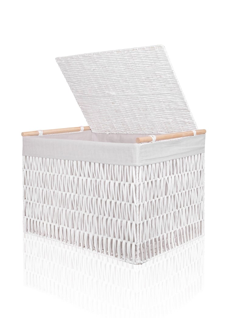 Cesta Hasır Organizer Sepet Beyaz 62x42x42 cm