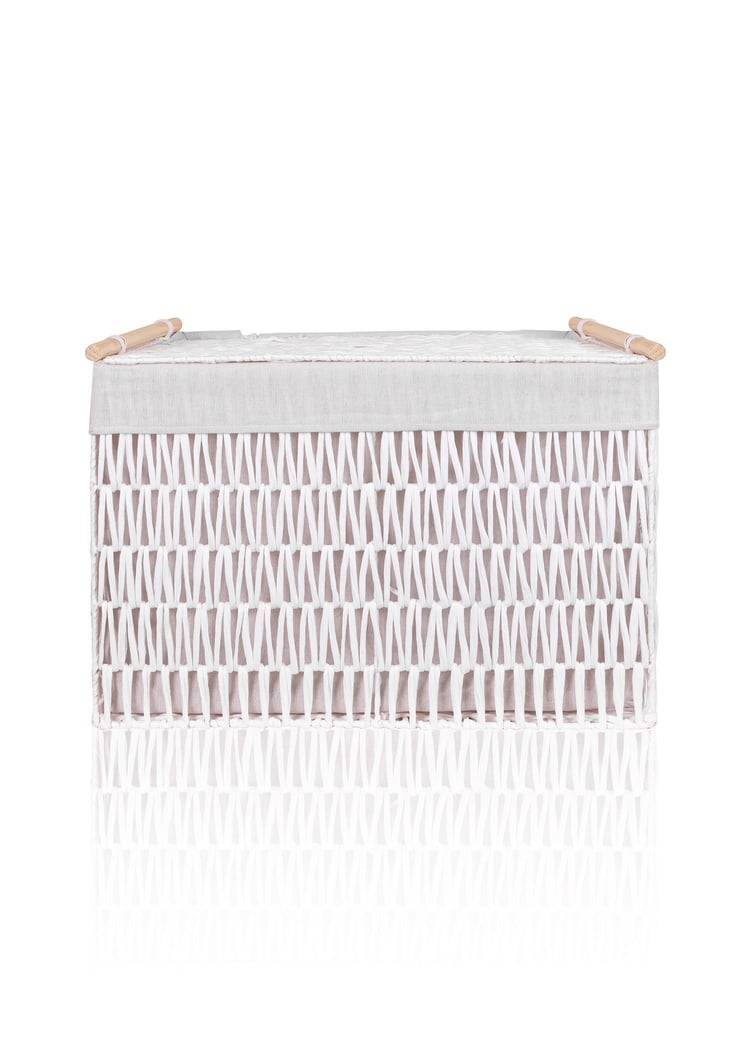 Cesta Hasır Organizer Sepet Beyaz 62x42x42 cm