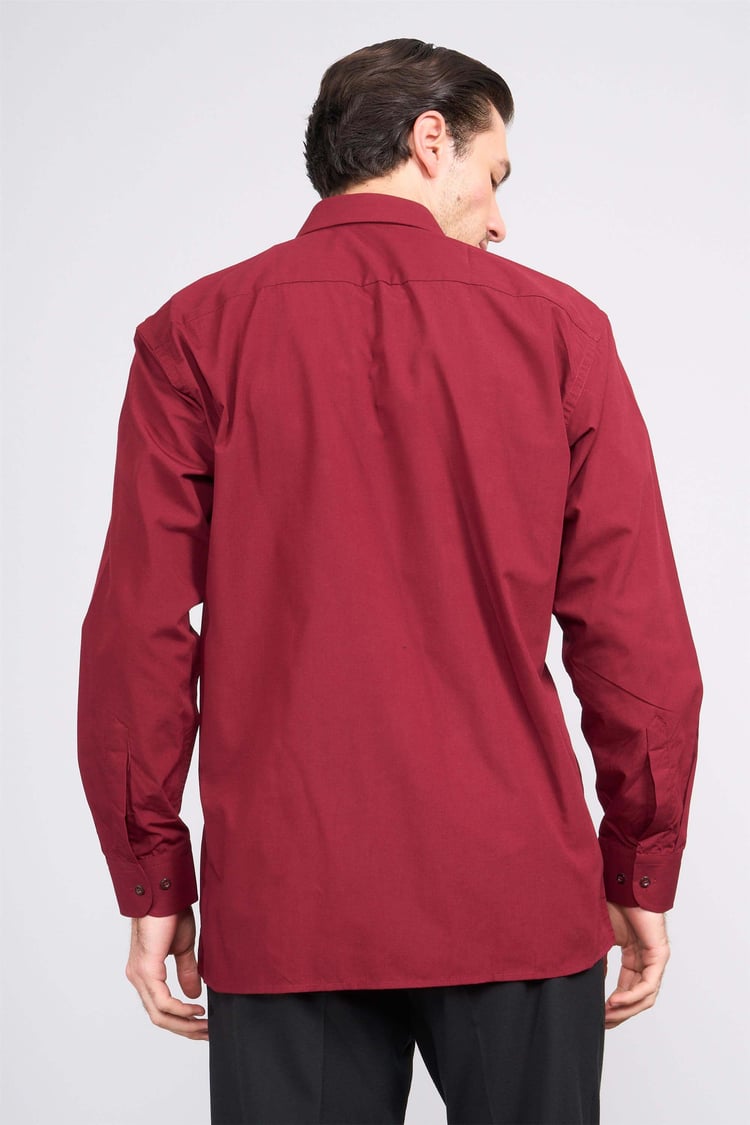 Çetinkaya 210 D Erkek T.COTTON Uzun Kol Bordo Gömlek