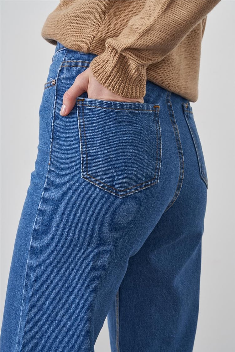 Çetinkaya Bayan Bol Paça Kot Pantolon