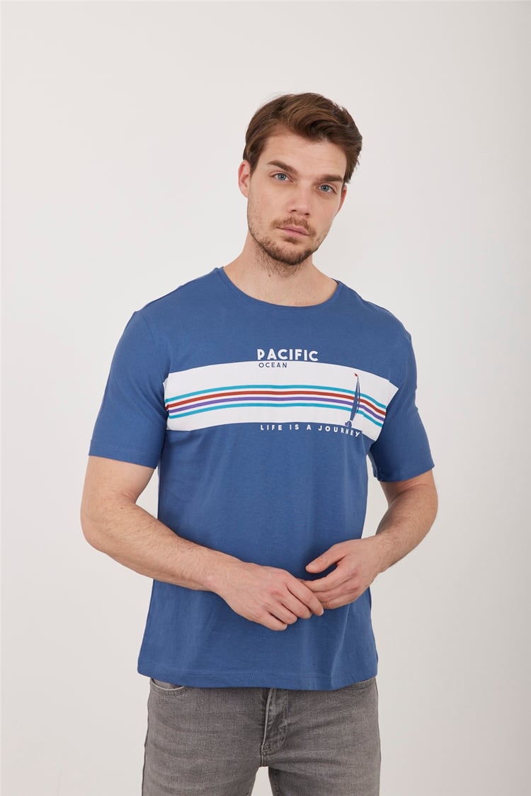 Çetinkaya Chester Polo 3433 Bisiklet Yaka 30/1 Penye Suprem T-shirt İndigo