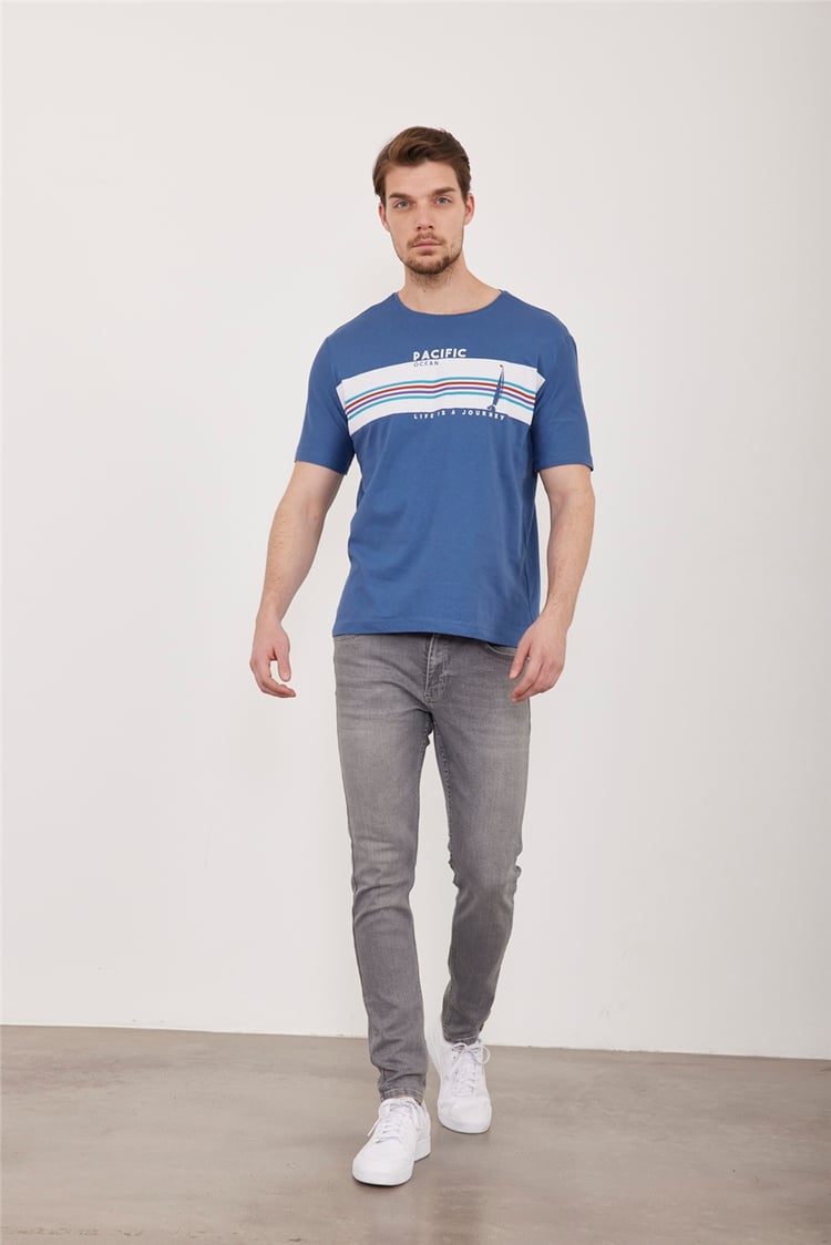 Çetinkaya Chester Polo 3433 Bisiklet Yaka 30/1 Penye Suprem T-shirt İndigo