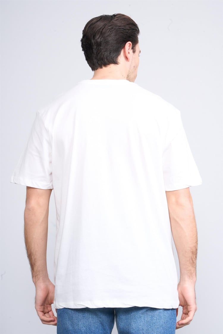Çetinkaya Chester Polo 3838 Bisiklet Yaka 30/1 Penye Regular Baskılı T-shirt Krem