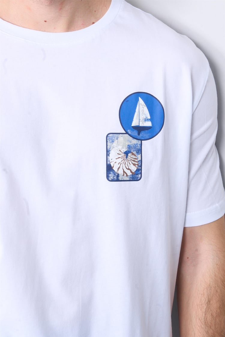 Çetinkaya Chester Polo 3858 Bisiklet Yaka 30/1 Penye Regular Baskılı T-shirt Beyaz