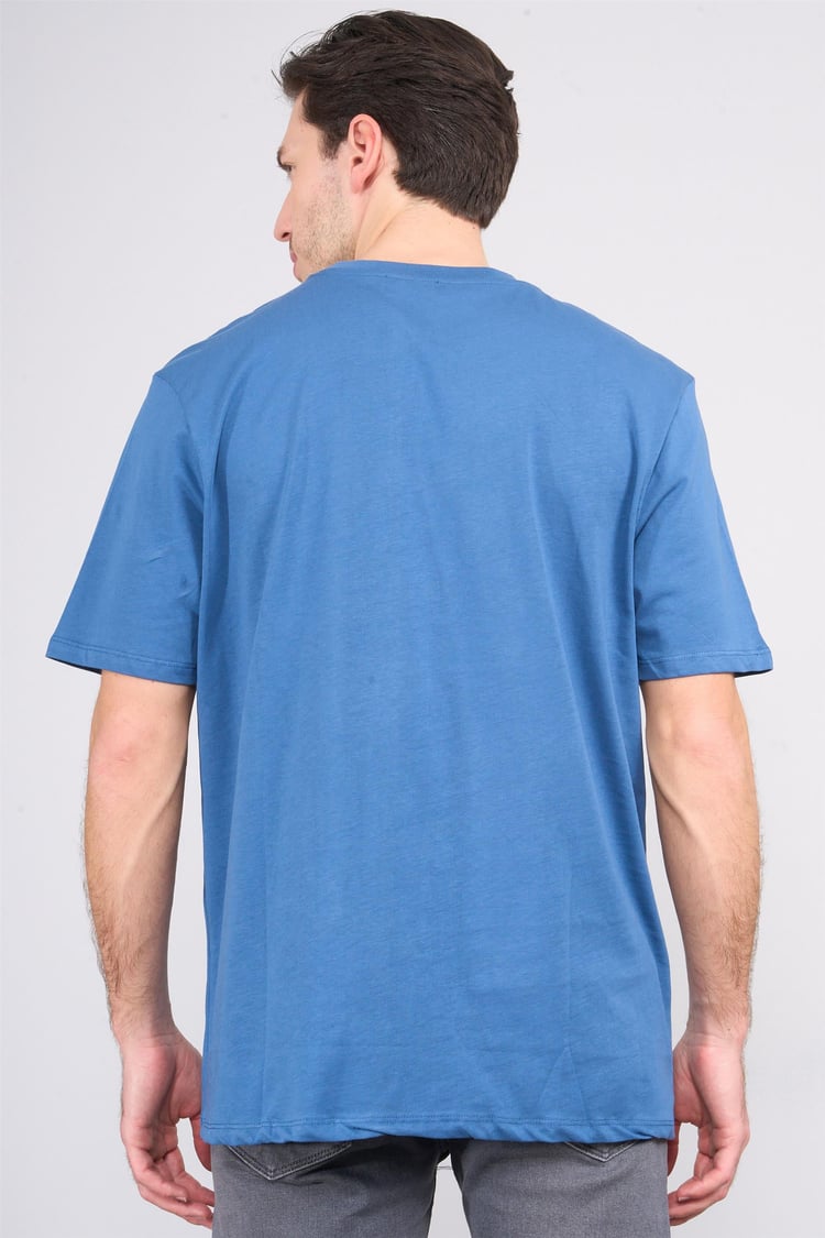 Çetinkaya Chester Polo 3863 Bisiklet Yaka 30/1 Penye Comfort Baskılı T-shirt İndigo