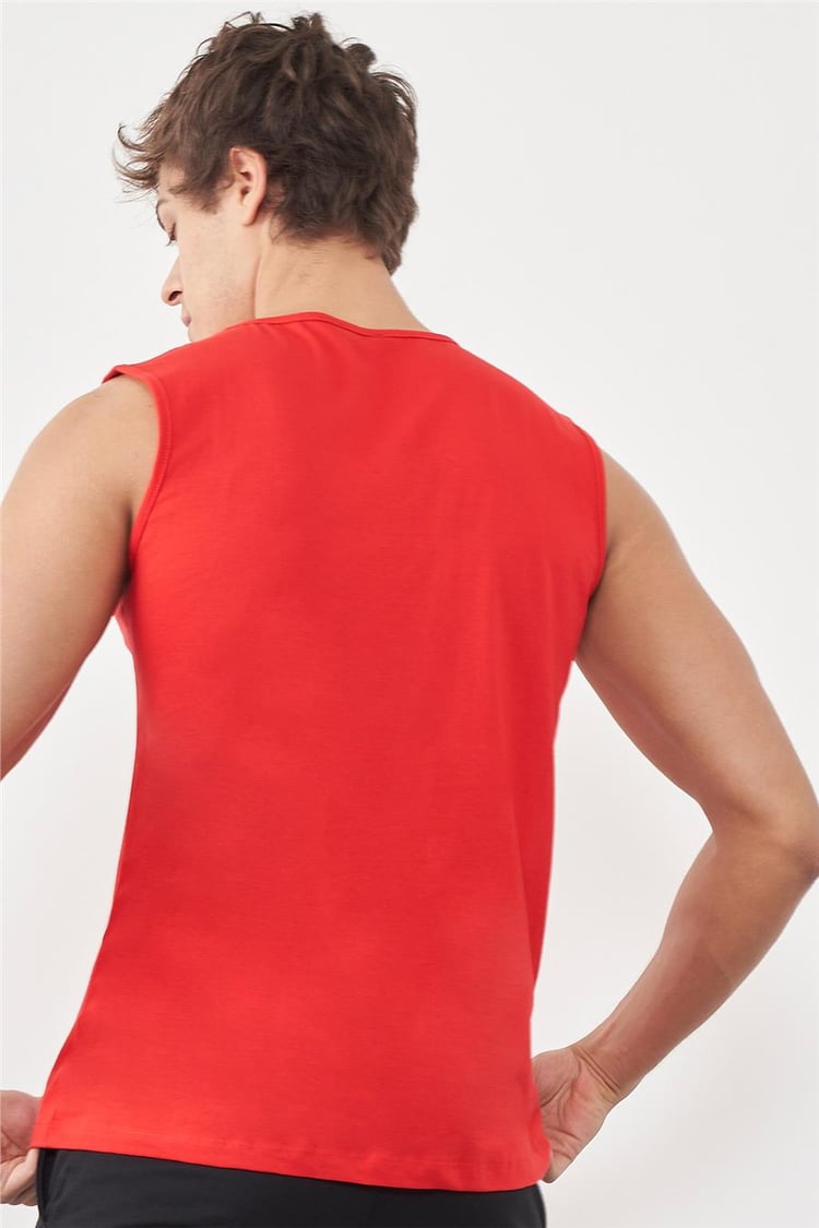 Çetinkaya Chester Polo 3894 Bisiklet Yaka Penye Regular Geniş Omuz Kırmızı Atlet