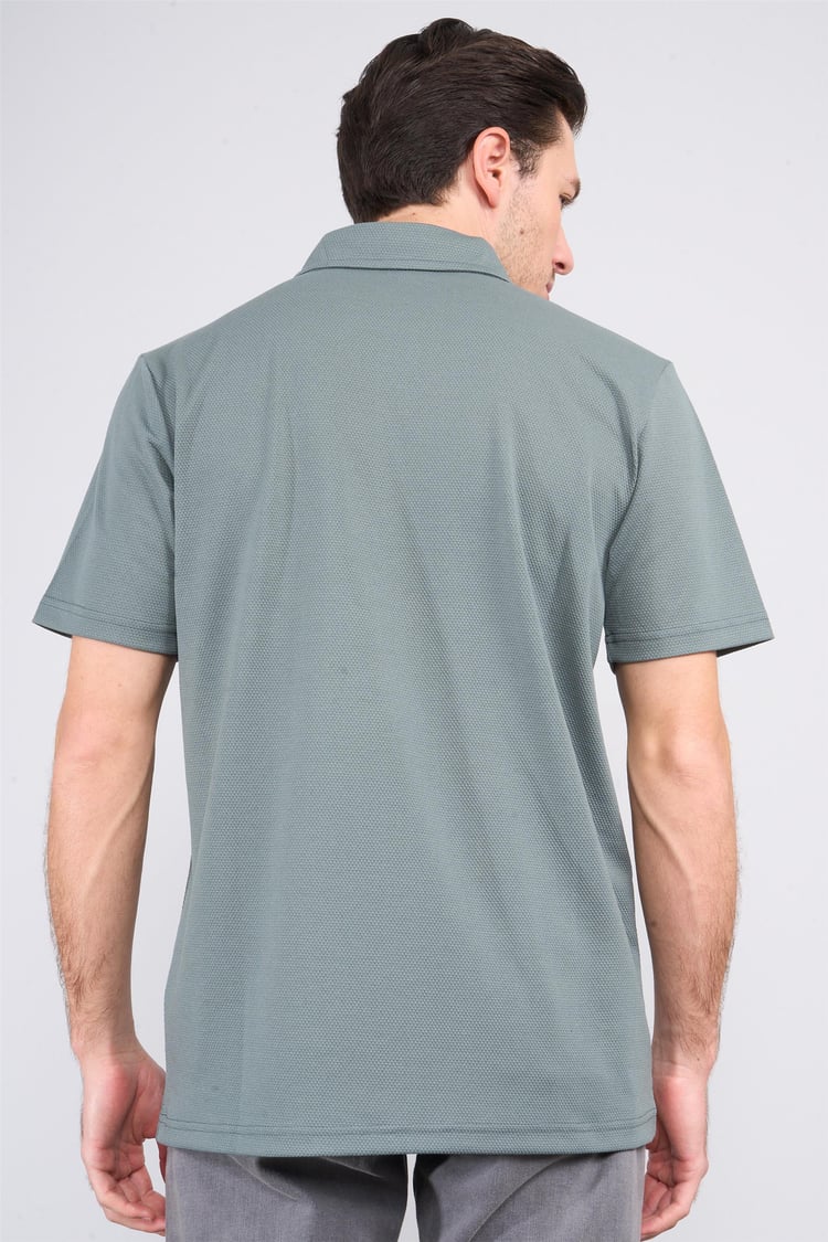 Çetinkaya Chester Polo 4249 Erkek Ayaklı Polo Yaka Petek Örgü Regular T-shirt Haki