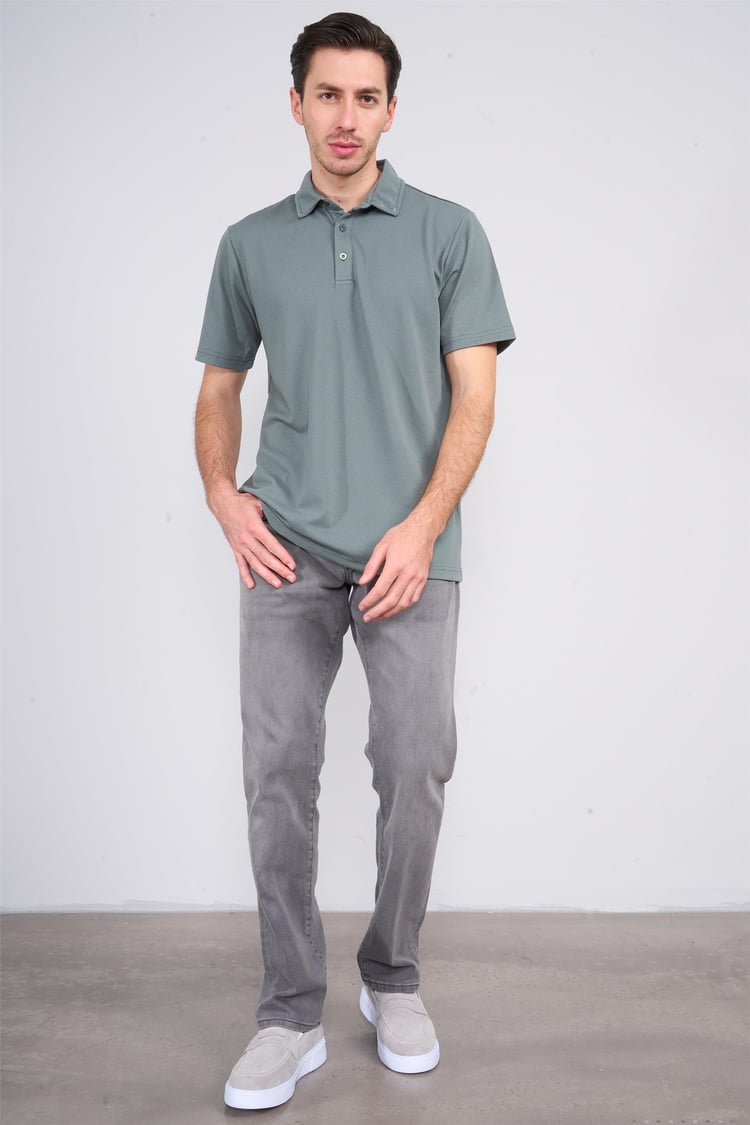 Çetinkaya Chester Polo 4249 Erkek Ayaklı Polo Yaka Petek Örgü Regular T-shirt Haki
