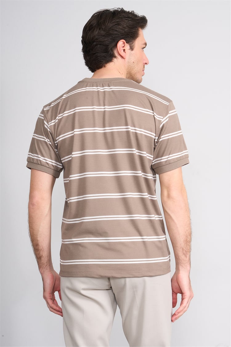 Çetinkaya Chester Polo 4720 Bisiklet Yaka Regular Ringel Süprem T-shirt Vizon