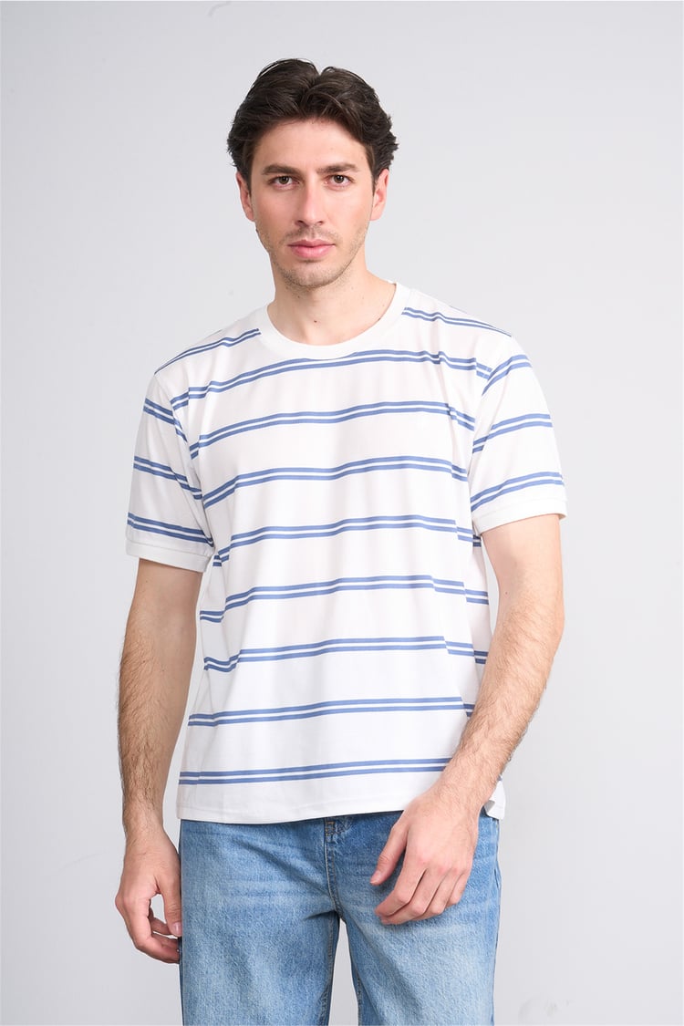 Çetinkaya Chester Polo 4720 Bisiklet Yaka Regular Ringel Süprem T-shirt Beyaz