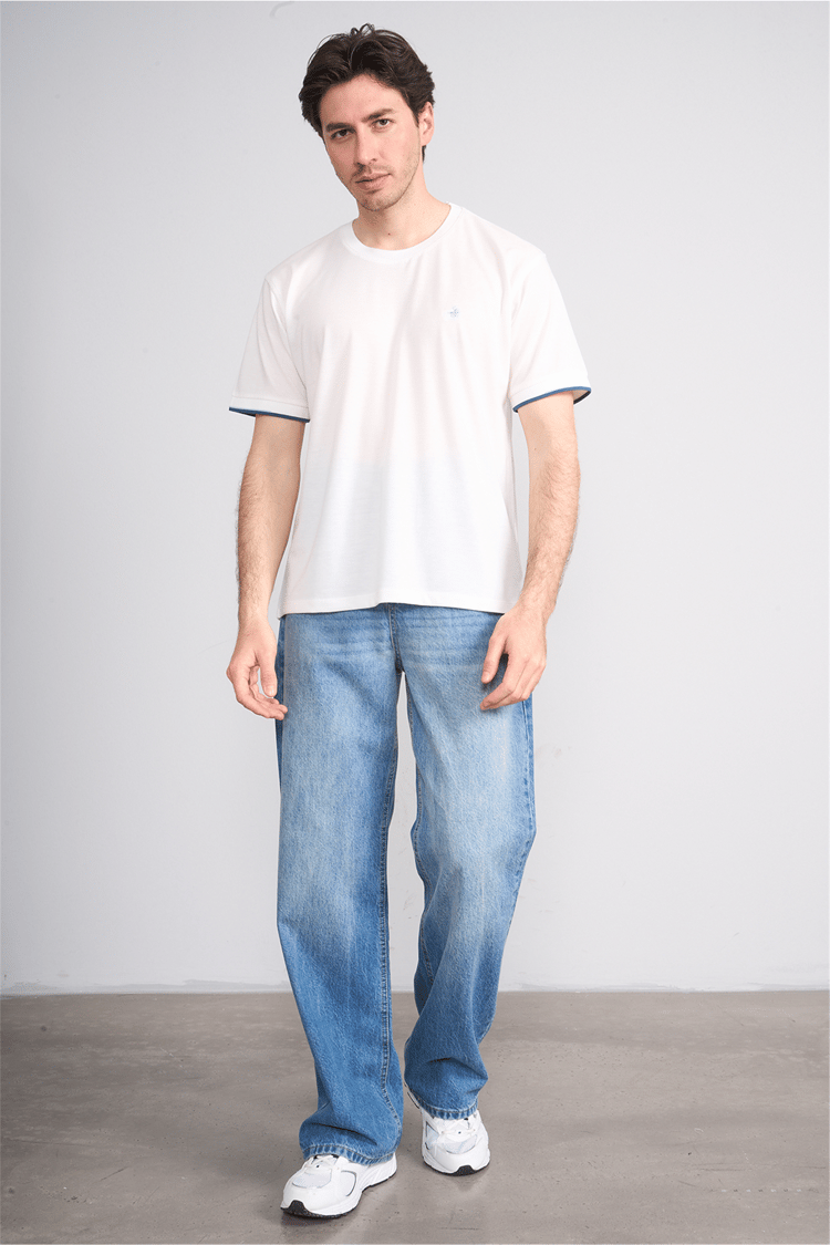 Çetinkaya Chester Polo 4723 Bisiklet Yaka Regular Likralı Pike T-shirt Beyaz