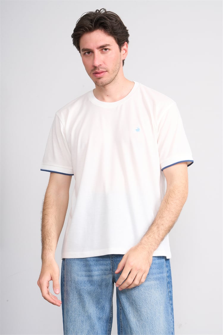 Çetinkaya Chester Polo 4723 Bisiklet Yaka Regular Likralı Pike T-shirt Beyaz