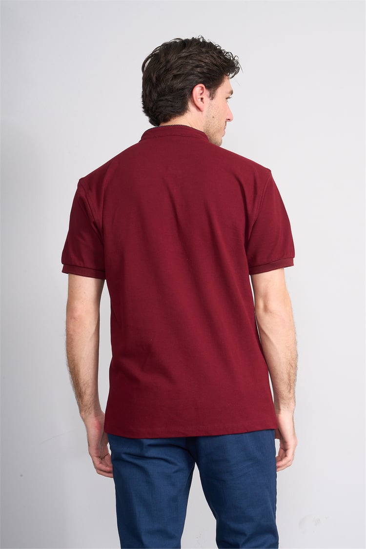 Çetinkaya Chester Polo 4728 Hakim Yaka Regular 30/1 Pike T-shirt Bordo