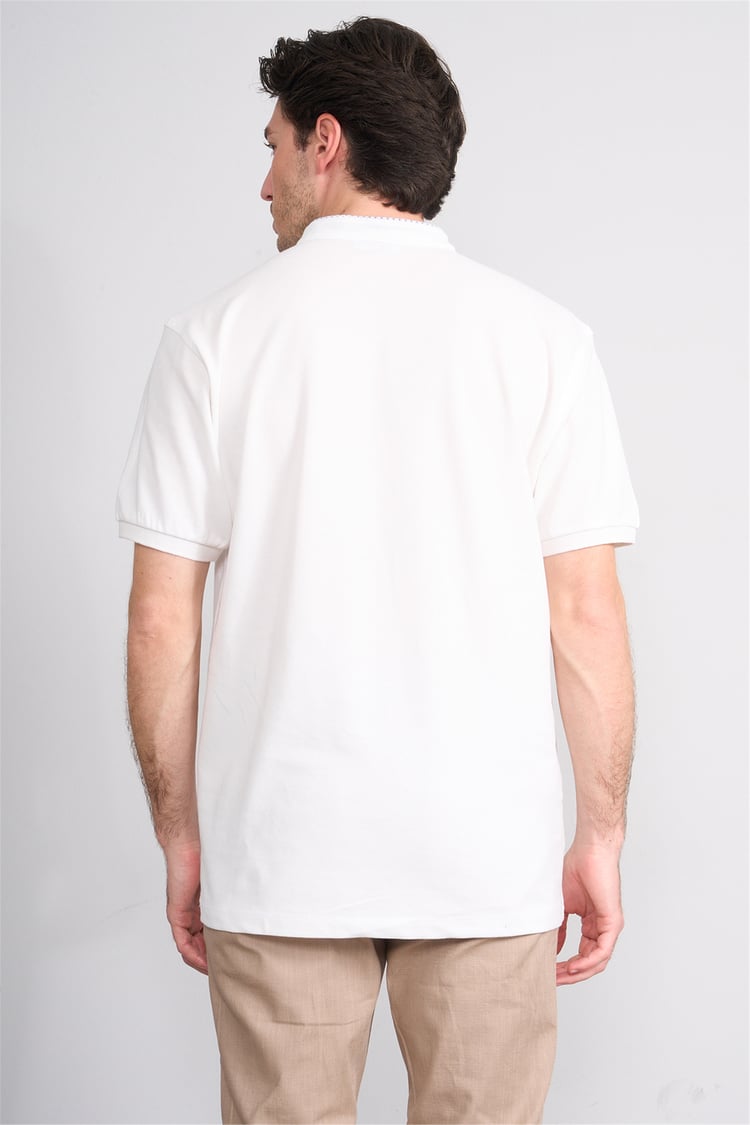 Çetinkaya Chester Polo 4728 Hakim Yaka Regular 30/1 Pike T-shirt Beyaz