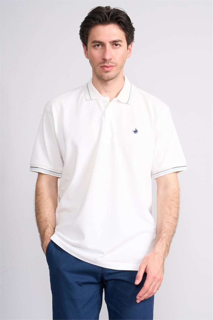 Çetinkaya Chester Polo 4729 Polo Yaka Regular 30/1 Pike T-shirt Beyaz