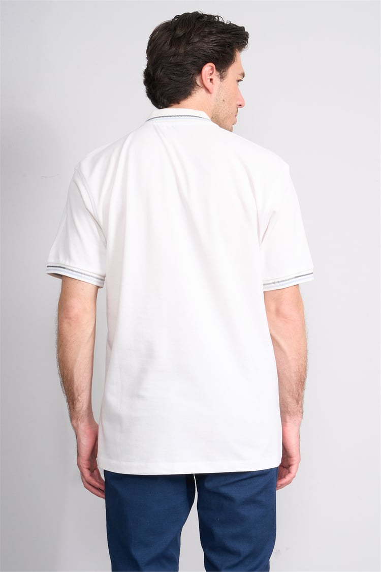 Çetinkaya Chester Polo 4729 Polo Yaka Regular 30/1 Pike T-shirt Beyaz