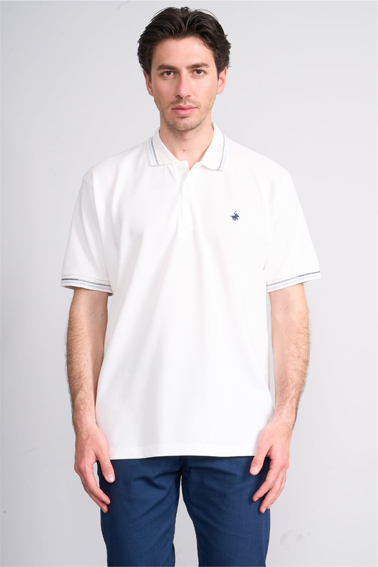 Çetinkaya Chester Polo 4729 Polo Yaka Regular 30/1 Pike T-shirt Beyaz