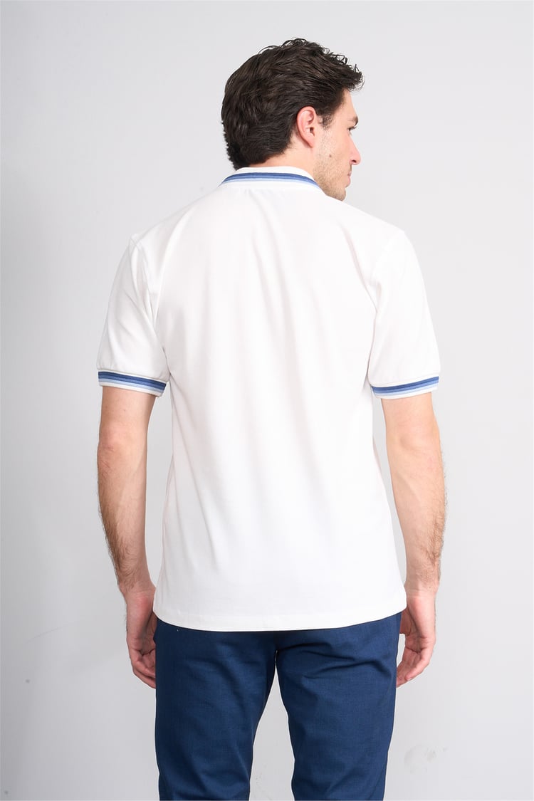 Çetinkaya Chester Polo 4730 Polo Yaka Regular 30/1 Pike T-shirt Beyaz