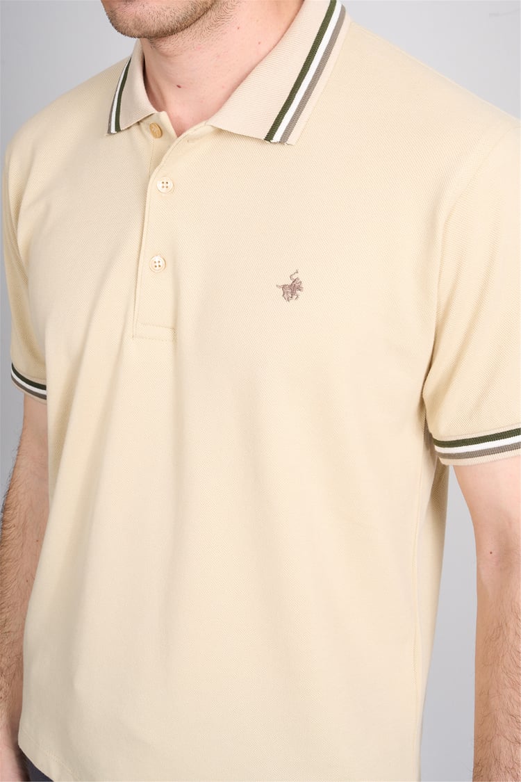 Çetinkaya Chester Polo 4730 Polo Yaka Regular 30/1 Pike T-shirt Bej