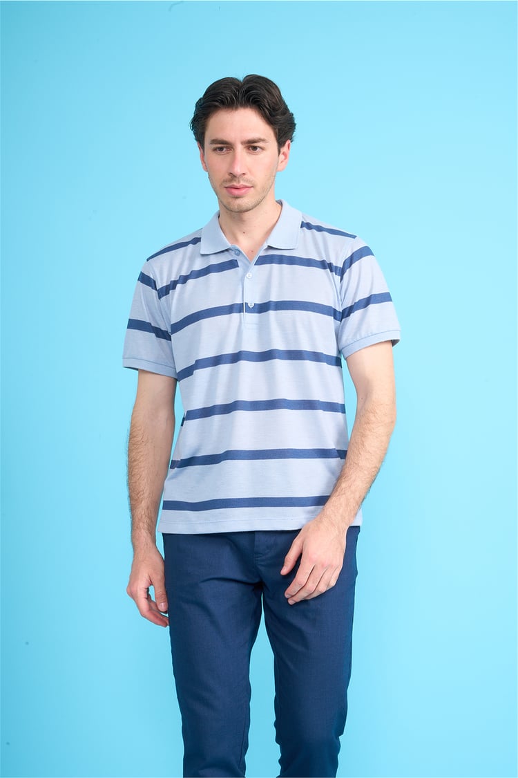 Çetinkaya Chester Polo 4740 Polo Yaka Regular Ringel Pike T-shirt Bebe Mavi