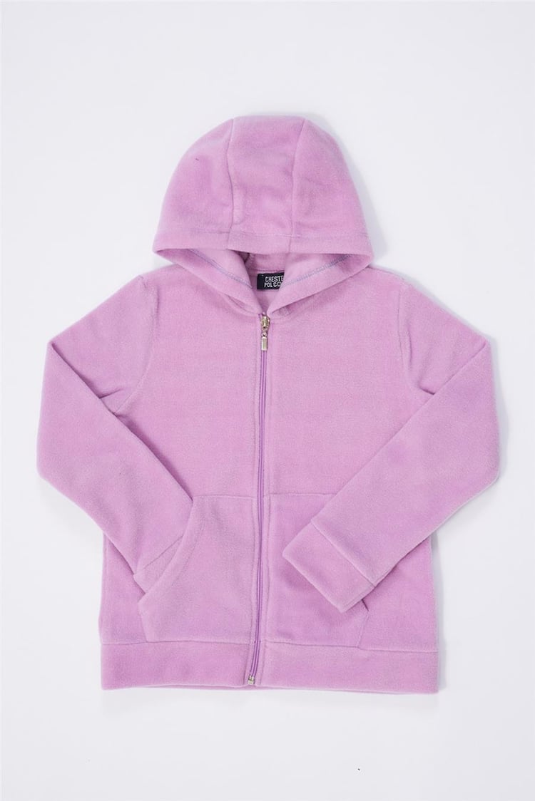 Çetinkaya Chester Polo 72407G Kapüşonlu Fermuarlı Polar 8-14 Yaş Lila Sweatshirt