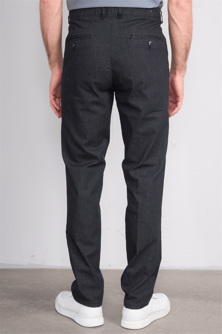 Çetinkaya Chester Polo 9352 Geniş Paça Regular Tencel Siyah Pantolon