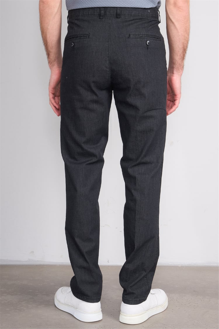 Çetinkaya Chester Polo 9352 Geniş Paça Regular Tencel Siyah Pantolon