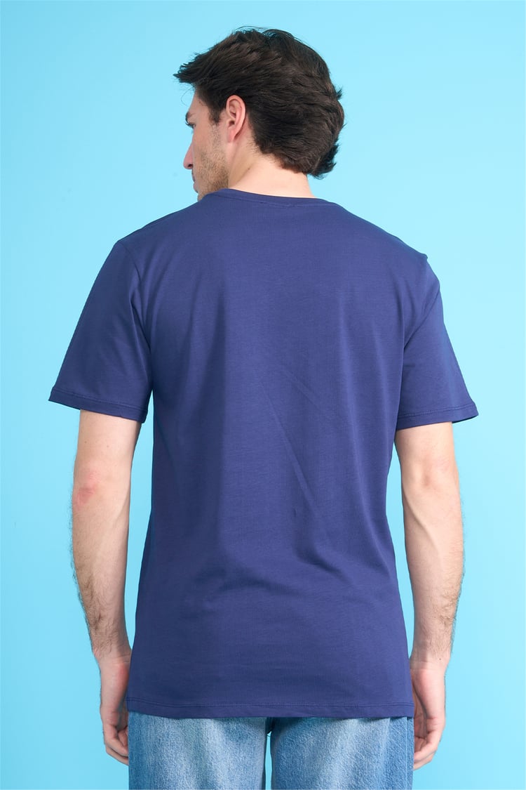 Çetinkaya Chetser Polo 4633 Bisiklet Yaka Regular Baskılı T-shirt Açık Lacivert