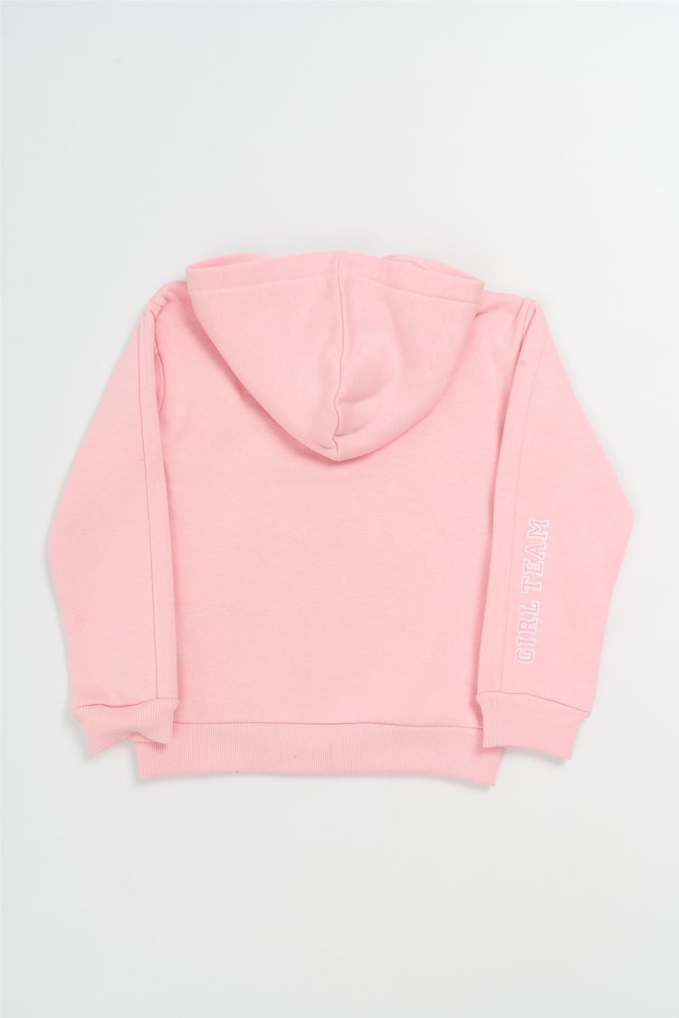 Çetinkaya Fitclub 22305 Kız Çocuk Kapüşonlu 3 İplik Şardonlu Sweatshirt 4-12 Yaş Şeker Pembe