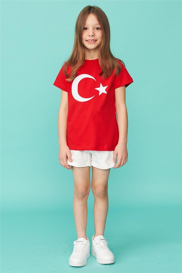 Çetinkaya Fitclub Türk Bayrağı 23 Nisan Temalı Kırmızı T-Shirt