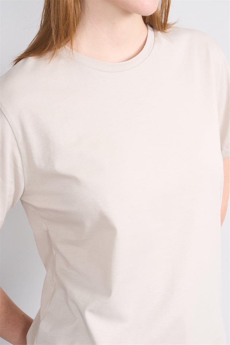 Çetinkaya Fithit 3264 Bayan Bisiklet Yaka 30/1 Penye Regular Basic T-shirt Vizon