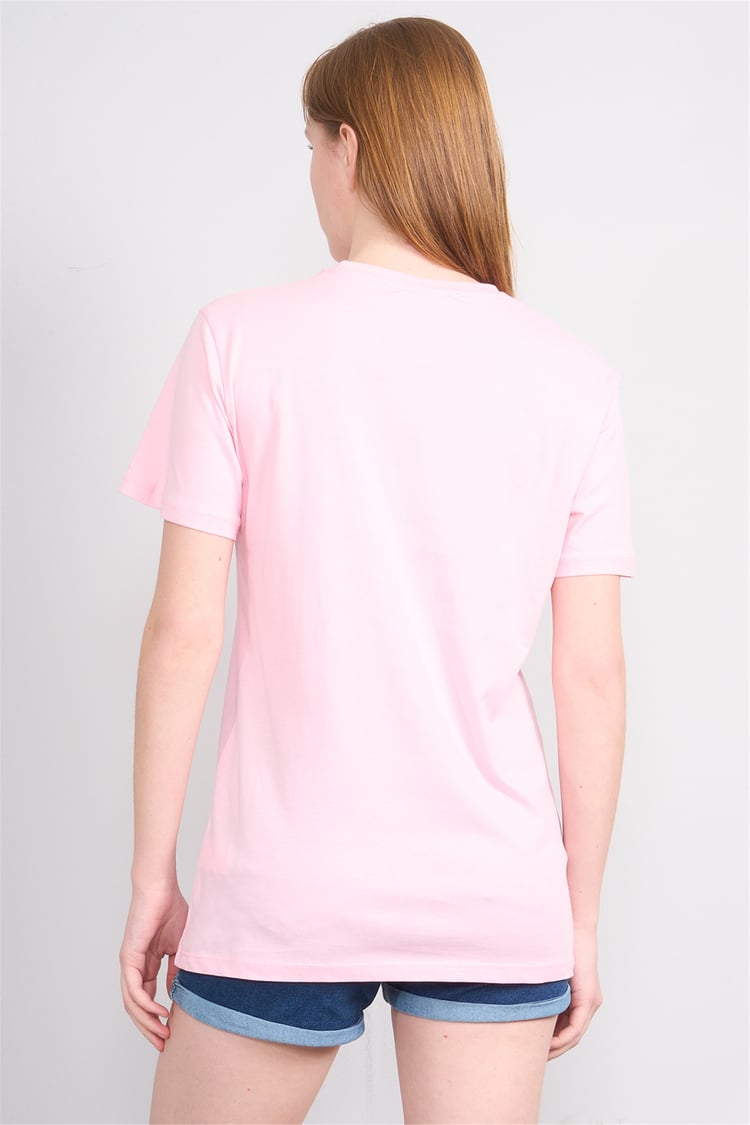 Çetinkaya Fithit 3264 Bayan Bisiklet Yaka 30/1 Penye Regular Basic T-shirt Açık Pembe