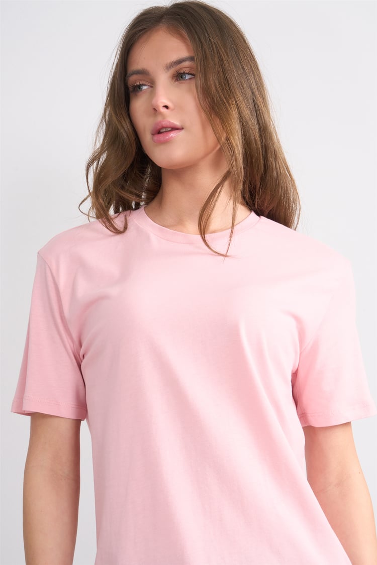 Çetinkaya Fithit 3264 Bayan Bisiklet Yaka 30/1 Penye Regular Basic T-shirt Pudra