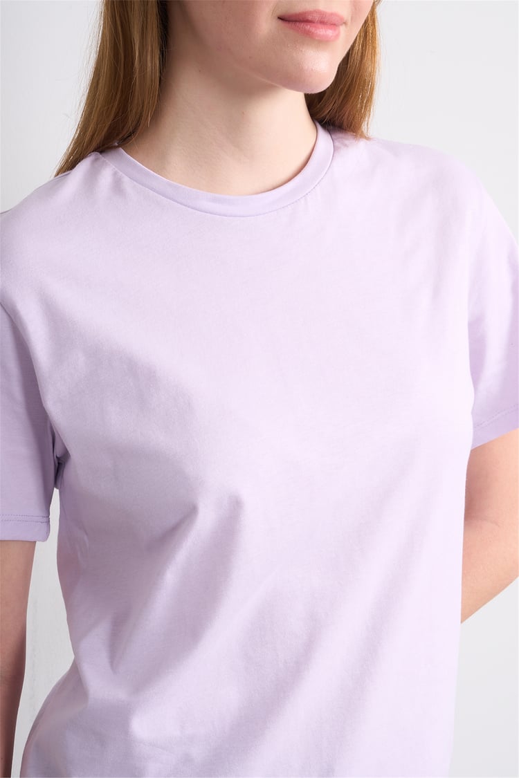 Çetinkaya Fithit 3264 Bayan Bisiklet Yaka 30/1 Penye Regular Basic T-shirt Lila
