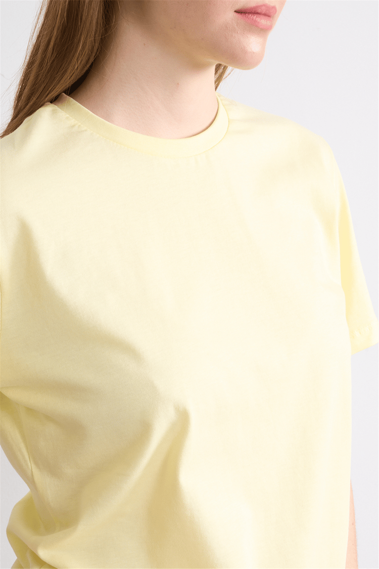 Çetinkaya Fithit 3264 Bayan Bisiklet Yaka 30/1 Penye Regular Basic T-shirt Uçuk Sarı