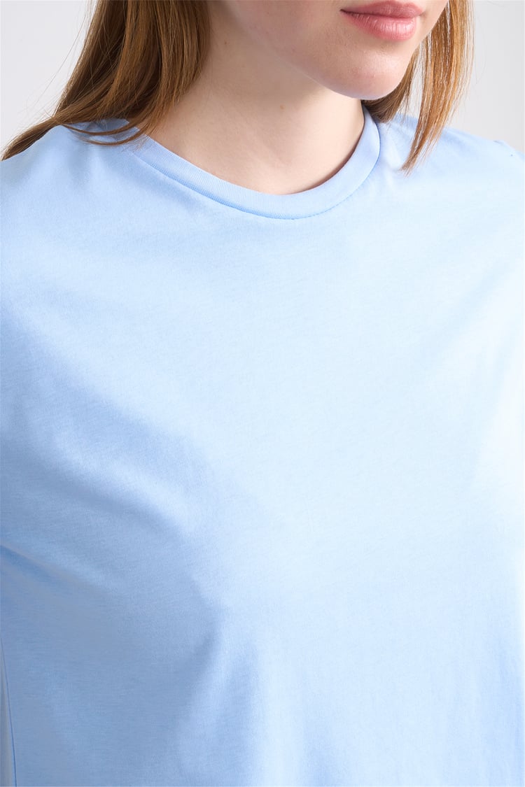 Çetinkaya Fithit 3264 Bayan Bisiklet Yaka 30/1 Penye Regular Basic T-shirt Bebe Mavi