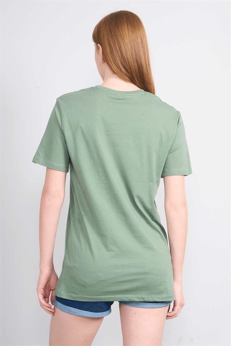 Çetinkaya Fithit 3264 Bayan Bisiklet Yaka 30/1 Penye Regular Basic T-shirt Haki