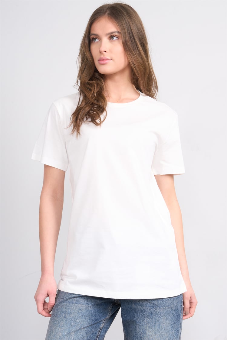 Çetinkaya Fithit 3264 Bayan Bisiklet Yaka 30/1 Penye Regular Basic T-shirt Krem