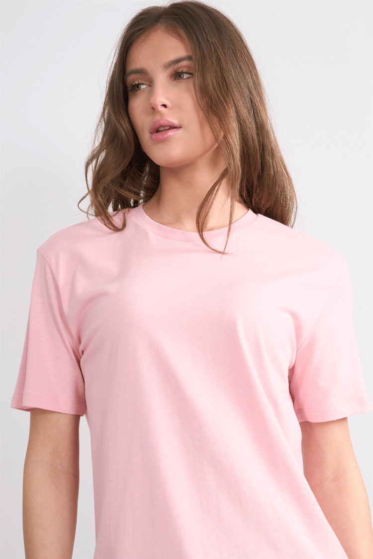 Çetinkaya Fithit 3264 Bayan Bisiklet Yaka 30/1 Penye Regular Basic T-shirt Pudra