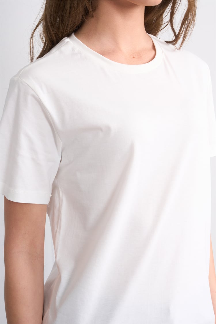 Çetinkaya Fithit 3264 Bayan Bisiklet Yaka 30/1 Penye Regular Basic T-shirt Krem