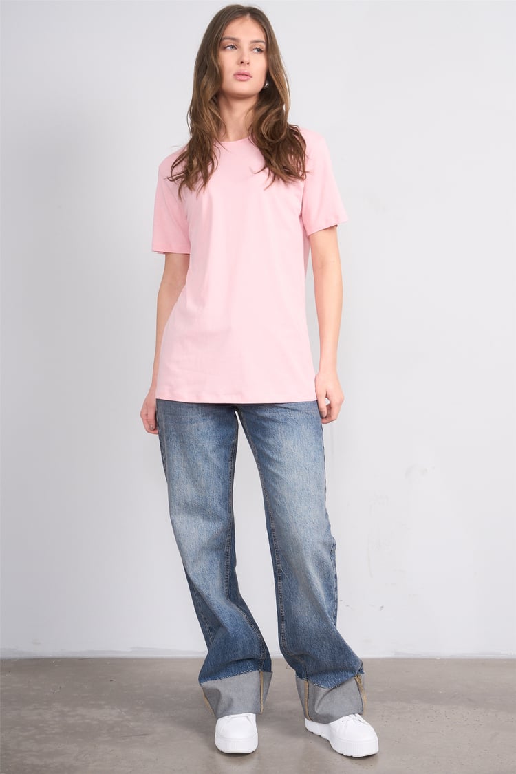 Çetinkaya Fithit 3264 Bayan Bisiklet Yaka 30/1 Penye Regular Basic T-shirt Pudra